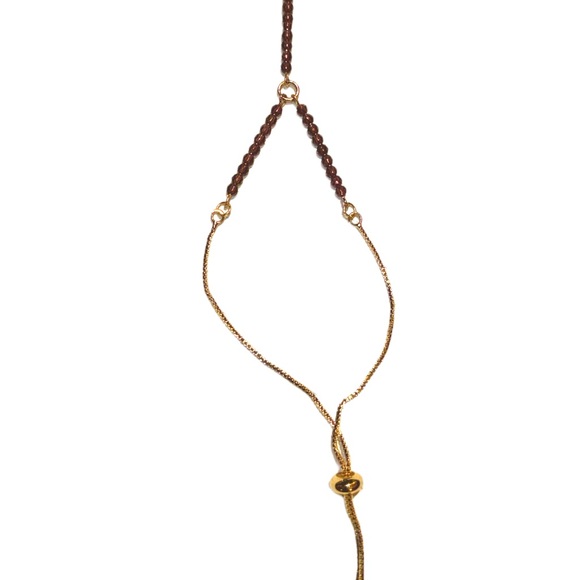 Motto vino Glass beaded Antique Gold Hand chain Bracelet - Picture 7 of 8